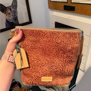 Consuela Tan Embossed Crossbody Bag